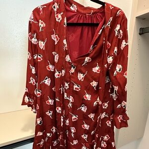 Rebecca Taylor Red Long Sleeve Sundress